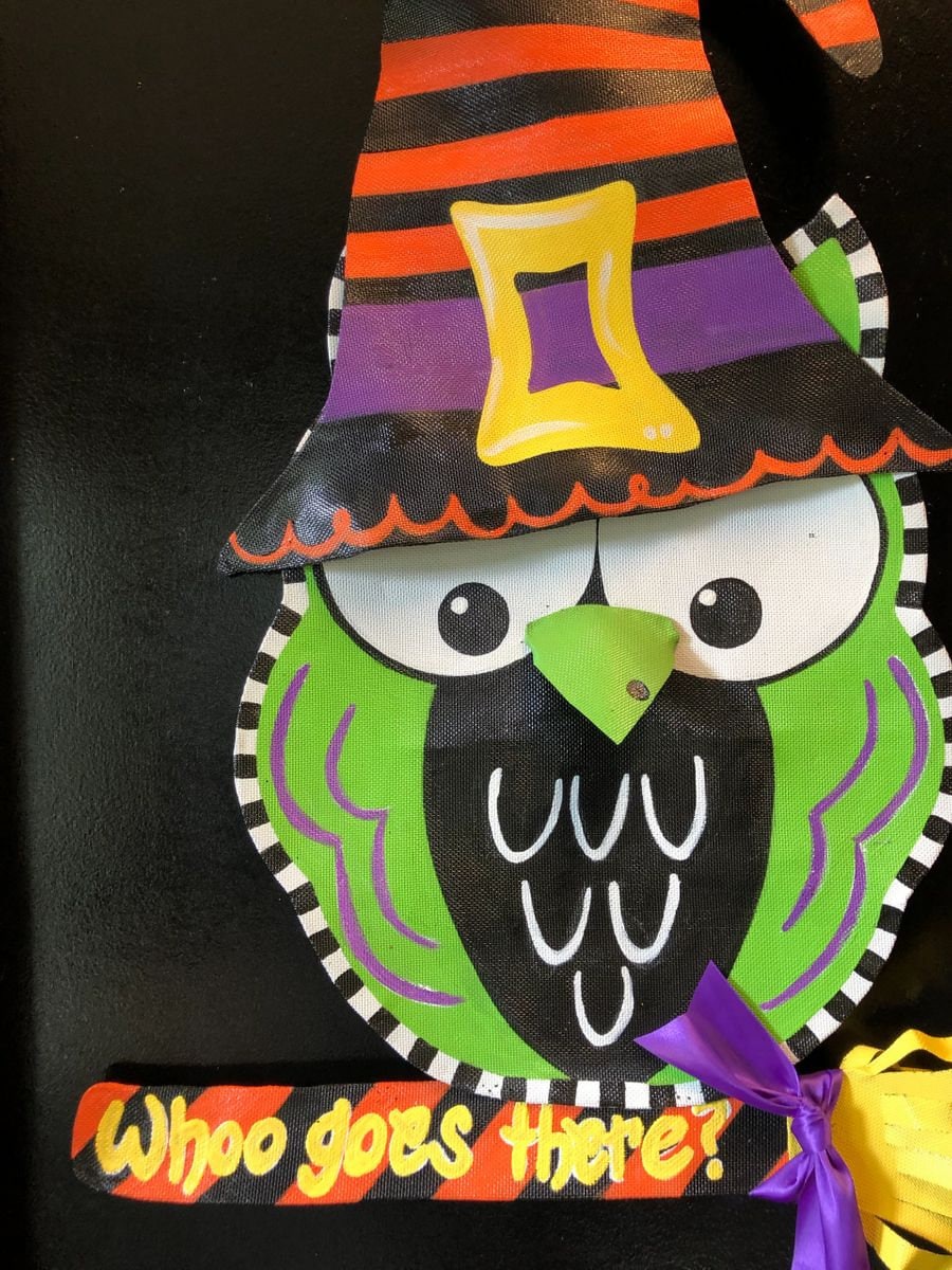 HALLOWEEN DOOR DECOR / Large Screen Wire Halloween Owl Witch Doornament Door Hanger