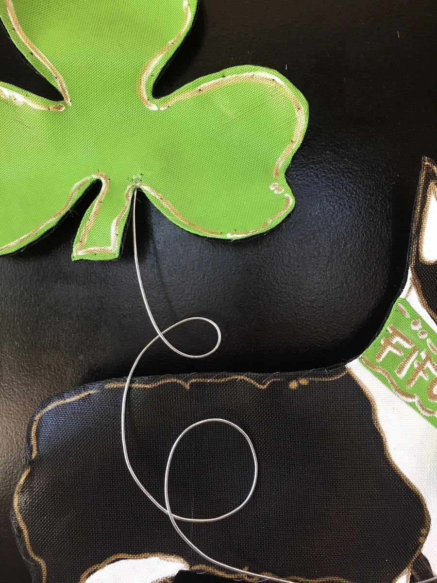 St Patrick’s Day Dog with Four Leaf Clover Shamrock Door Hanger..ANY DOG BREED!