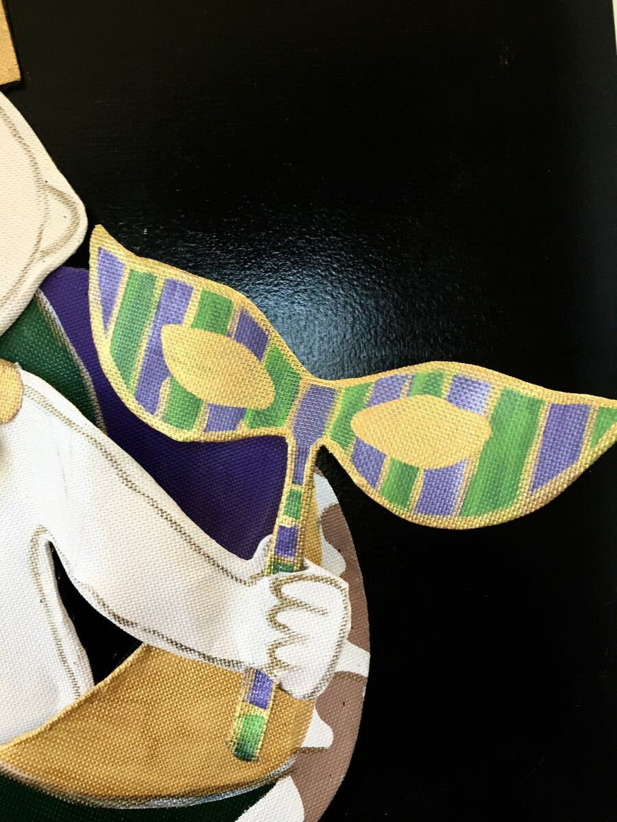 MARDI GRAS DOOR Decor / Large Screen Wire Mardi Gras Baby with King Cake Doornament Door Hanger Wreath