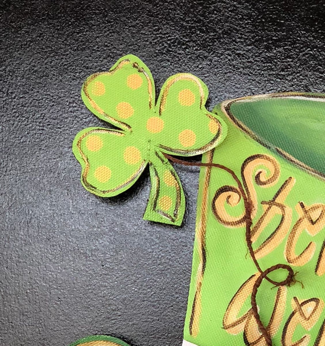 Screen Wire St. Patrick’s Day Hat With Clover and “Shenanigans Welcome”