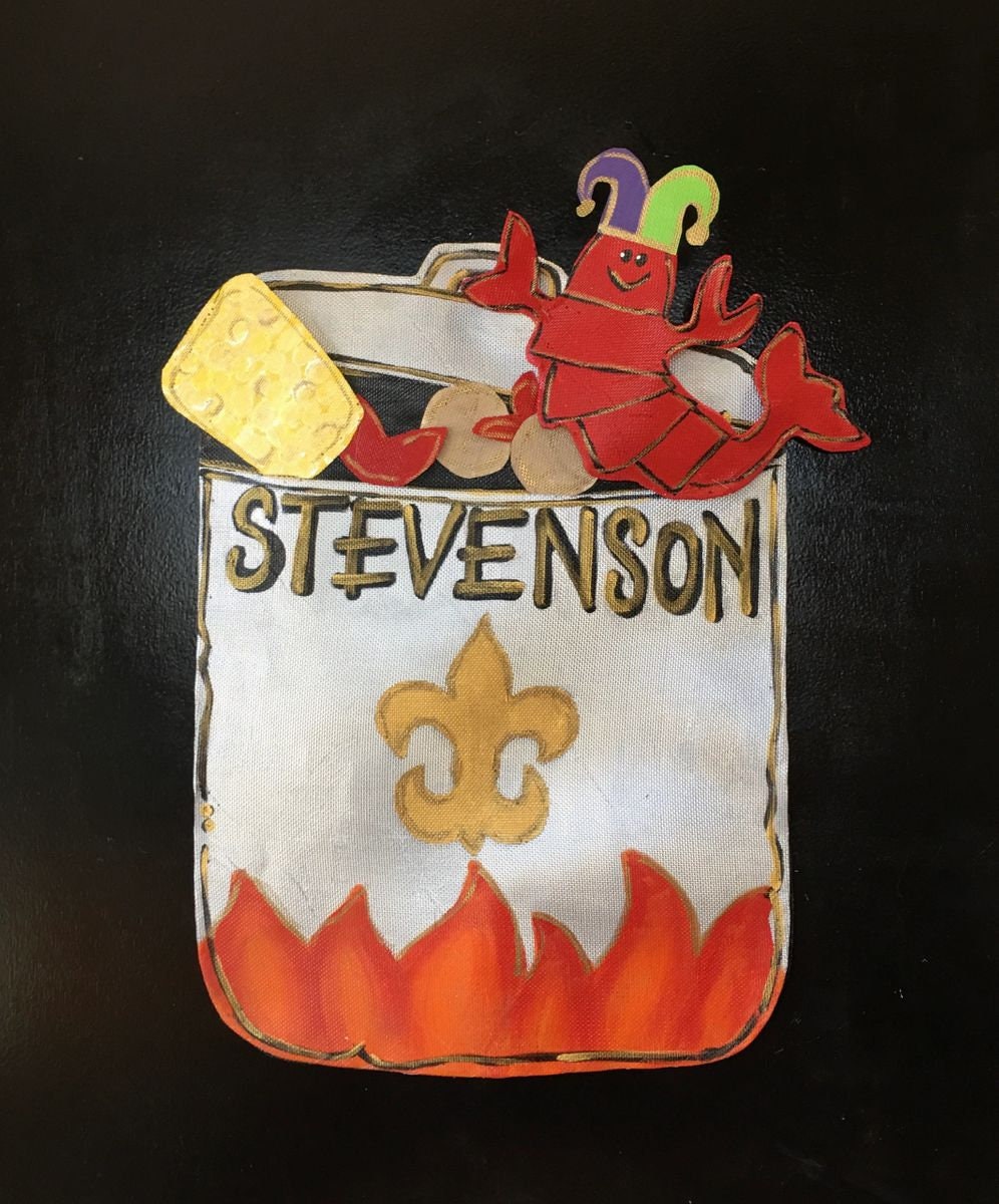 MARDI GRAS DOOR Decor / Screen Wire Large Personalized Pot of Cajun Crawfish Boil Door Hanger Wreath Door Decoration
