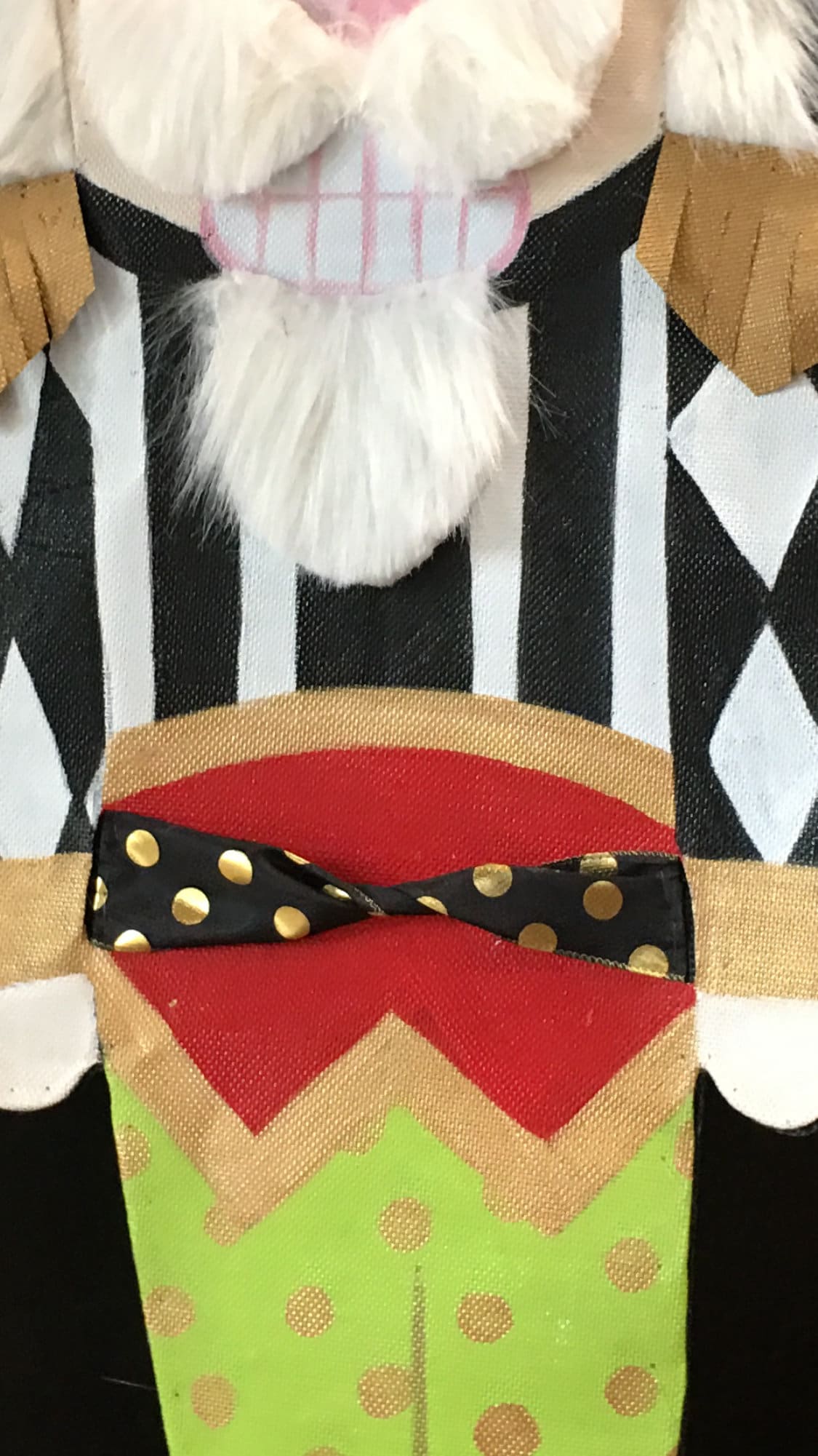 CHRISTMAS DOOR DECOR/ Screen Wire Whimsical,Christmas Door Hanger, Nutcracker with Green Red and Black Bright Ribbon Christmas Wreath