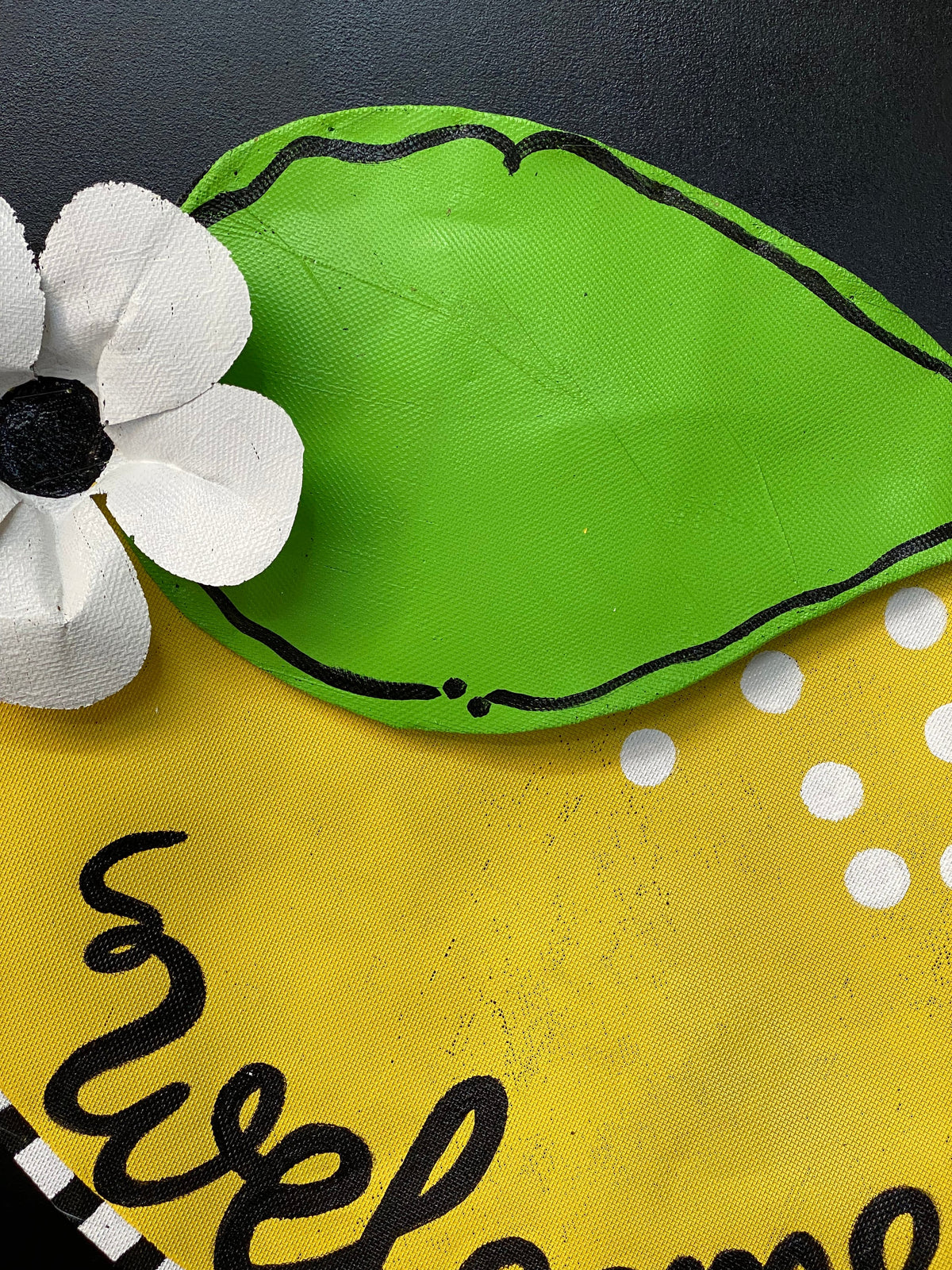 Large Spring Lemon with Leaf and Flower Door Hanger Wreath