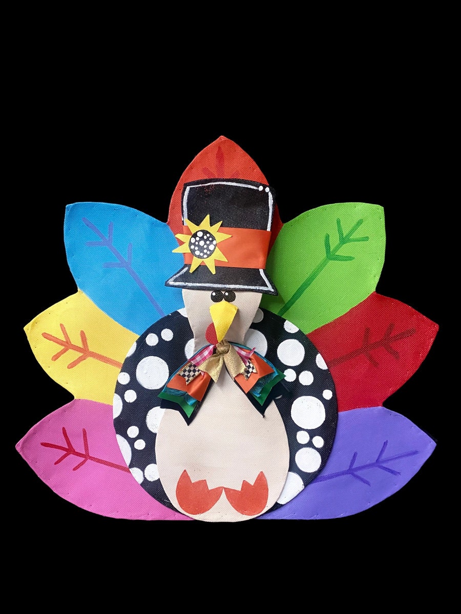 FALL DOOR DECOR / Screen Wire Big and Bright Thanksgiving Turkey Door Hanger Wreath