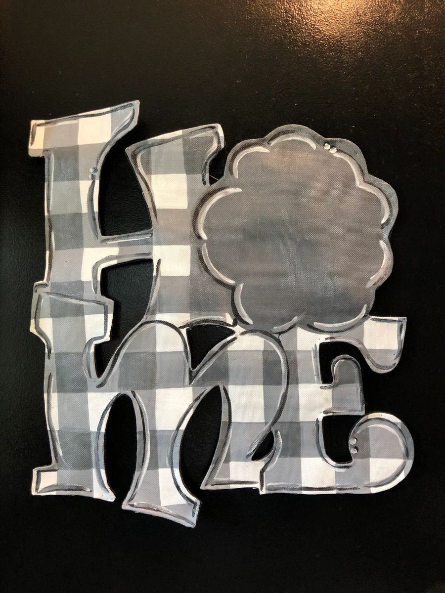 Screen Wire Black and White Stripe Magnet "HOME" Door Hanger with Magnetic Attachment Options Wreath Decor