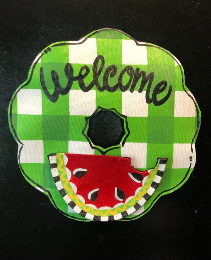 Screen Wire Green Buffalo Check  Magnet Welcome Door Hanger with Magnetic Attachment Options Wreath Decor