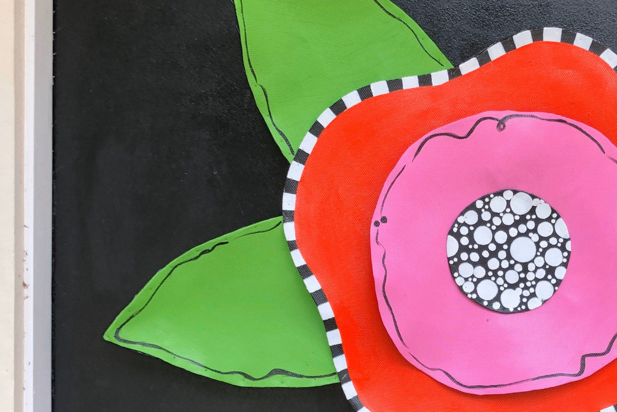 Spring Door Hanger / SUMMER DOOR HANGER / Screen Wire Extra Large Pink and Red Layered Flower with  Dot Center Door Hanger Wall Decor Wreath