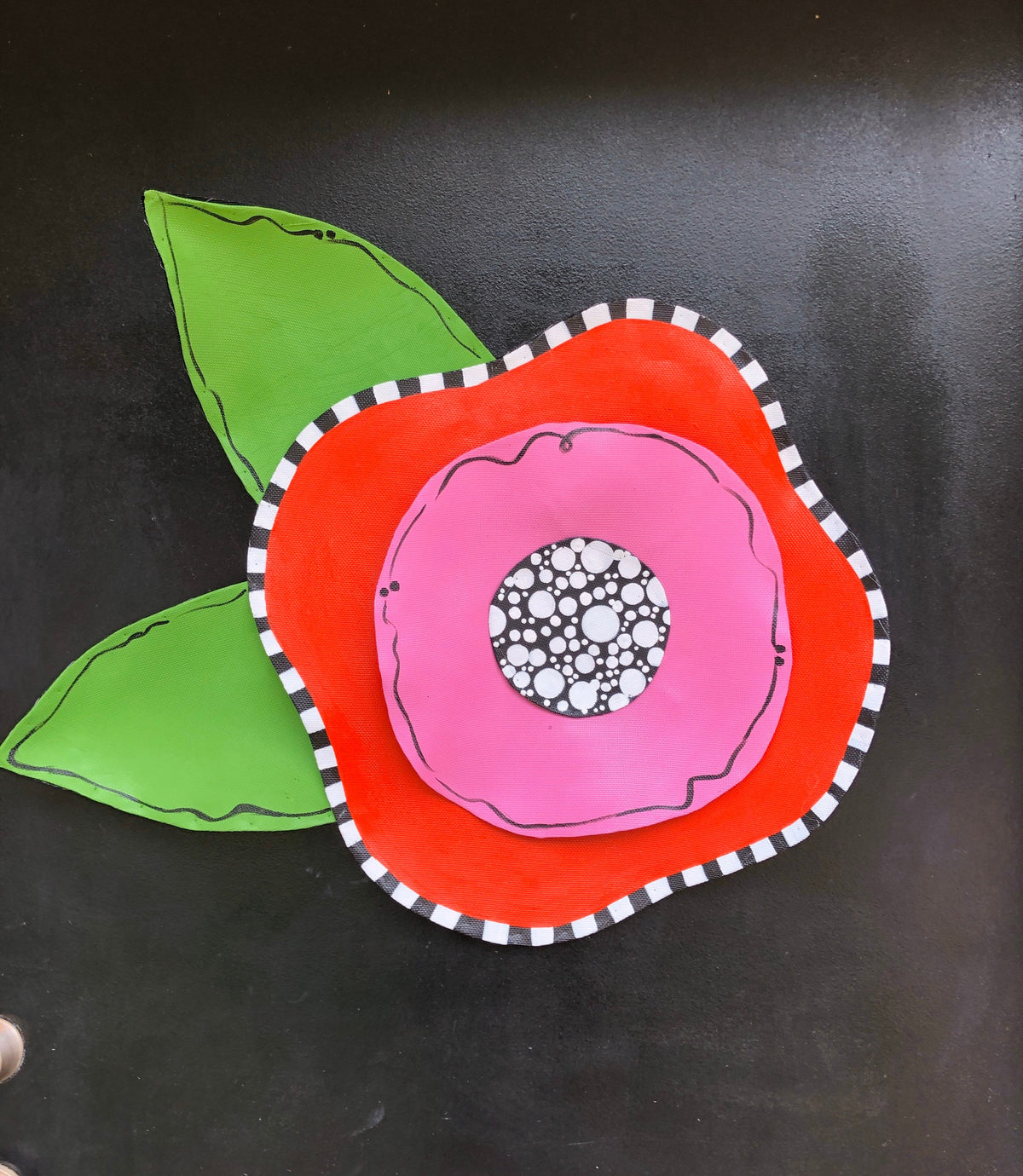Spring Door Hanger / SUMMER DOOR HANGER / Screen Wire Extra Large Pink and Red Layered Flower with  Dot Center Door Hanger Wall Decor Wreath