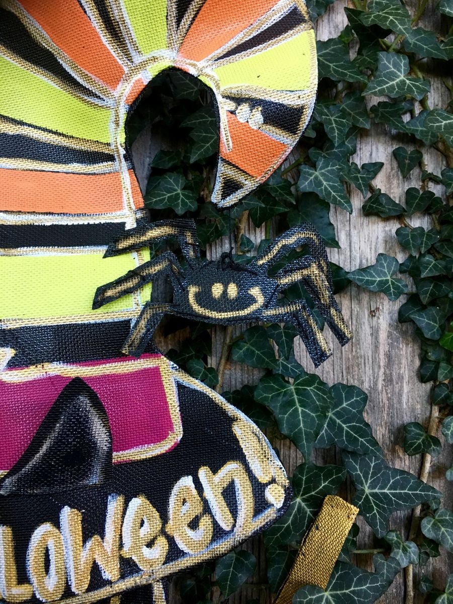 HALLOWEEN DOOR DECOR / Halloween Black Cat with Flying Broom