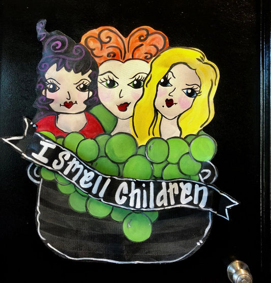 HALLOWEEN DOOR DECOR / Screen Wire Hocus Pocus Movie inspired Witches with Pot of Potion Doornament Door Hanger