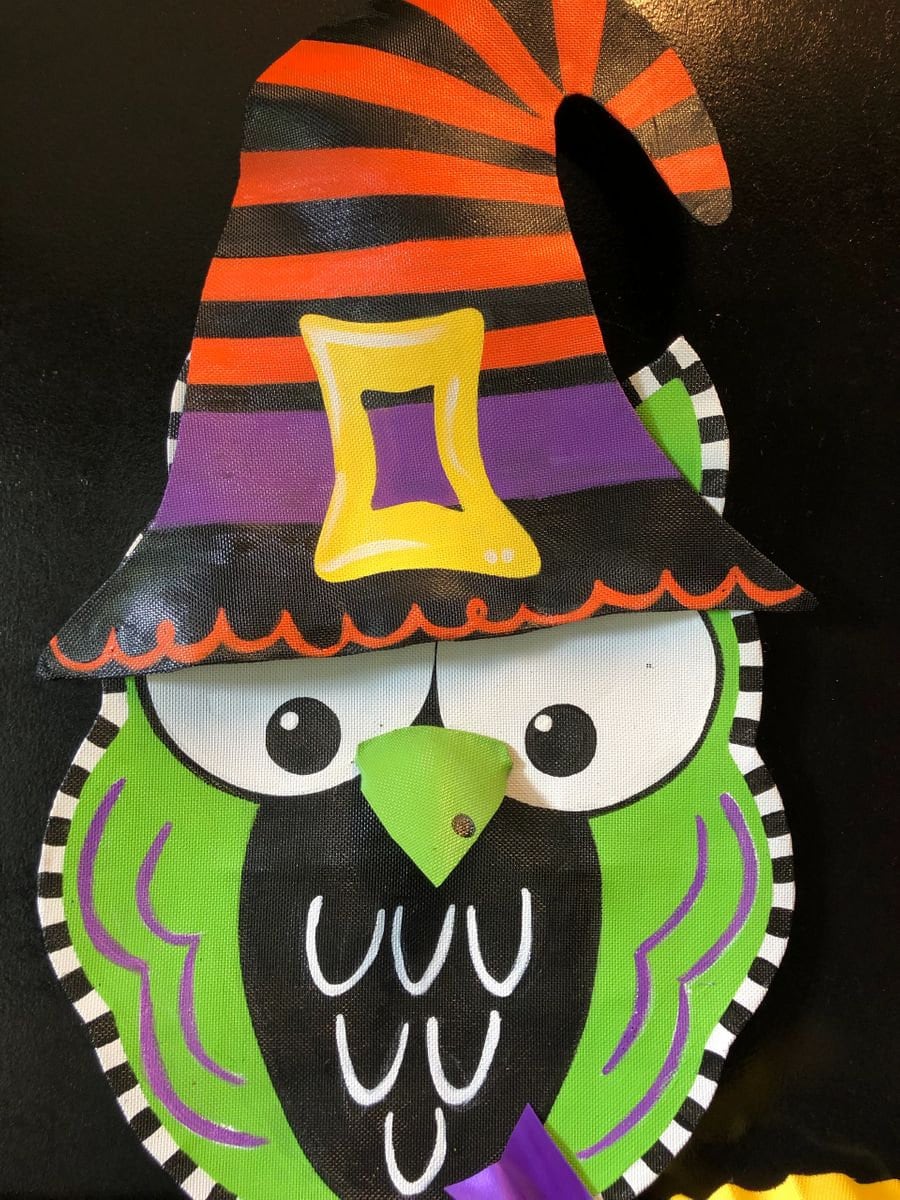 HALLOWEEN DOOR DECOR / Large Screen Wire Halloween Owl Witch Doornament Door Hanger