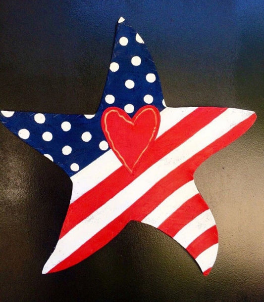 4TH JULY DOOR HANGER / Screen Wire Patriotic Star with American Flag Design / 4th July /  Labor Day  / Doornament Door Hanger Wreath