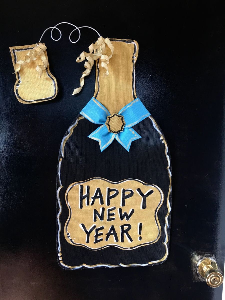 Happy New Year! Champagne Bottle Screen Wire Doornament