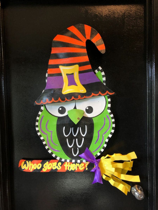 HALLOWEEN DOOR DECOR / Large Screen Wire Halloween Owl Witch Doornament Door Hanger