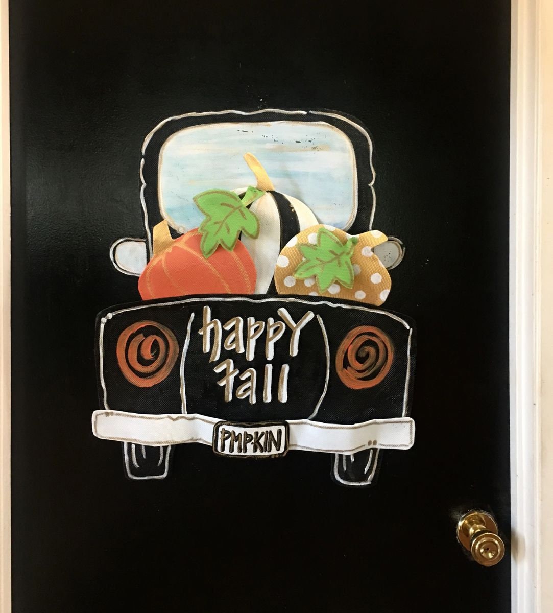 FALL DOOR DECOR / Screen Wire Happy Fall! Old Timer Truck Filled with Pumpkins