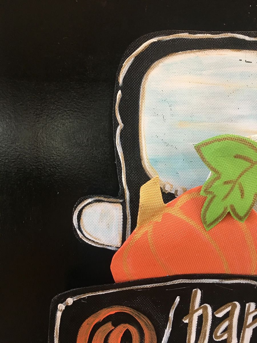 FALL DOOR DECOR / Screen Wire Happy Fall! Old Timer Truck Filled with Pumpkins