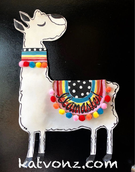 SUMMER DOOR DECOR / Gift  /  Llamaste! Screen Wire Bright Llama Doornament Door Hanger Wreath Great Christmas Gift Idea!