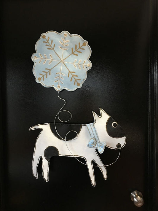 Dog Lover Gift Idea!  / Screen Wire Winter Snowflake ANY DOG BREED Doornament Door Hanger Wreath