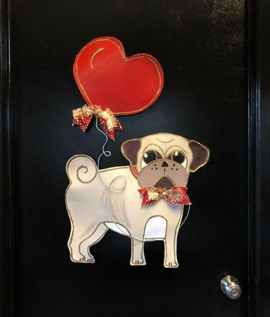 Dog Lover Gift Idea!  / Screen Wire Valentines ANY DOG BREED with Heart Balloon Doornament Door Hanger Wreath