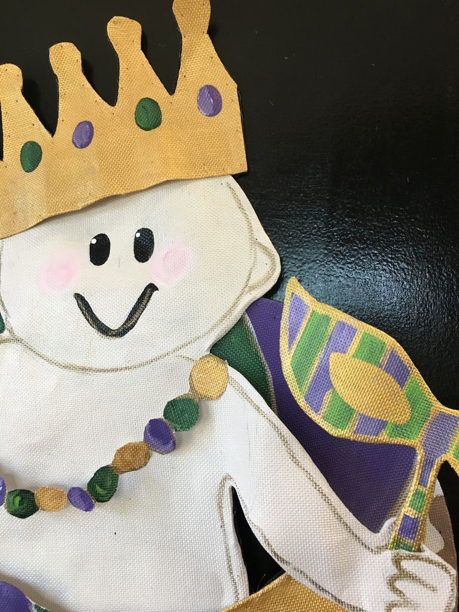 MARDI GRAS DOOR Decor / Large Screen Wire Mardi Gras Baby with King Cake Doornament Door Hanger Wreath