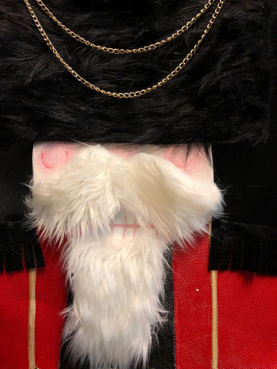 CHRISTMAS DOOR DECOR / Screen Wire Whimsical, Christmas Door Hanger, Nutcracker with Black Red and Gold Doornament Door Hanger
