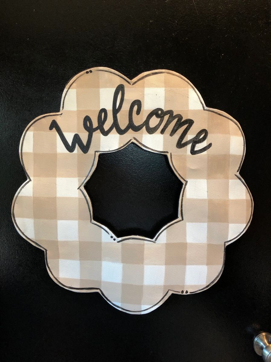 Screen Wire Gray Buffalo Check  Magnet "HOME" Door Hanger with Magnetic Attachment Options Wreath Decor