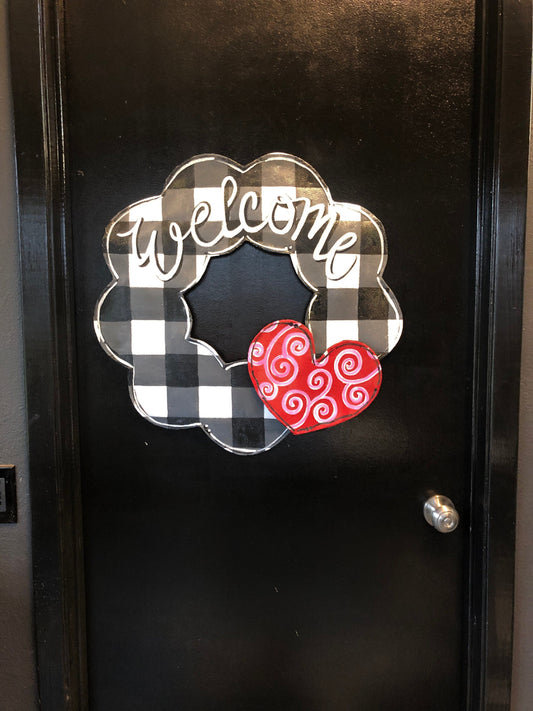 Screen Wire Black Buffalo Check  Magnet Welcome Door Hanger with Magnetic Attachment Options Wreath Decor