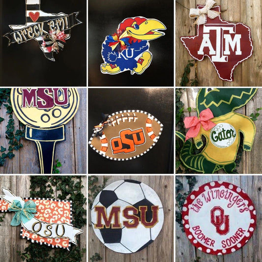 SPORTS DOOR DECOR / Any College or University Door Hanger or Yard Sign Custom made!!