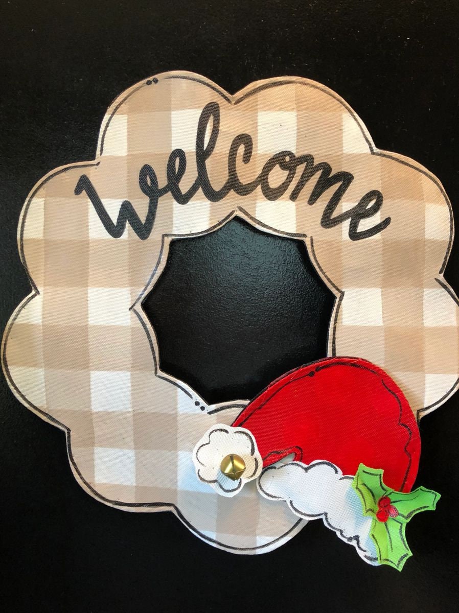 Screen Wire Gray Buffalo Check  Magnet "HOME" Door Hanger with Magnetic Attachment Options Wreath Decor