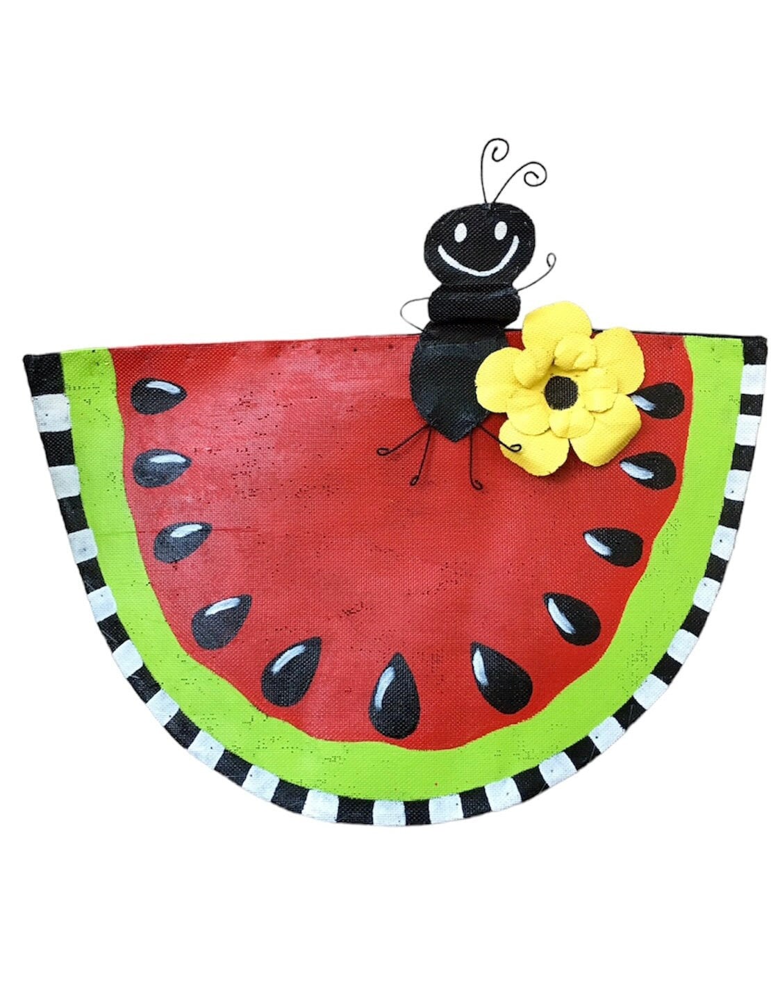 Aluminum Screen Wire Spring Summer Watermelon with Ant and Flower Door Hanger Wreath