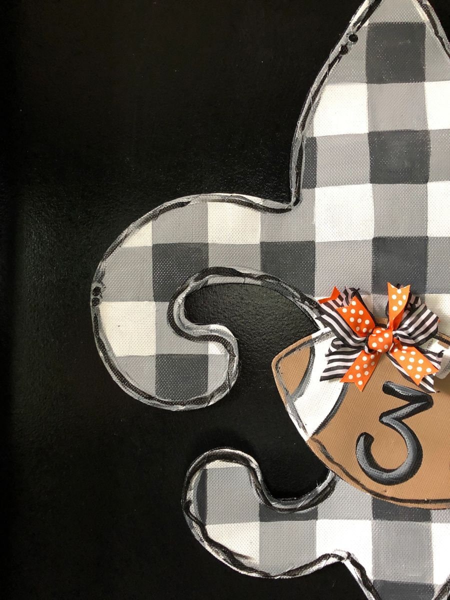 Screen Wire Gray and White Buffalo Check Magnet Fleur de Lis Mardi Gras Door Hanger with Attachment Options Wreath Decor
