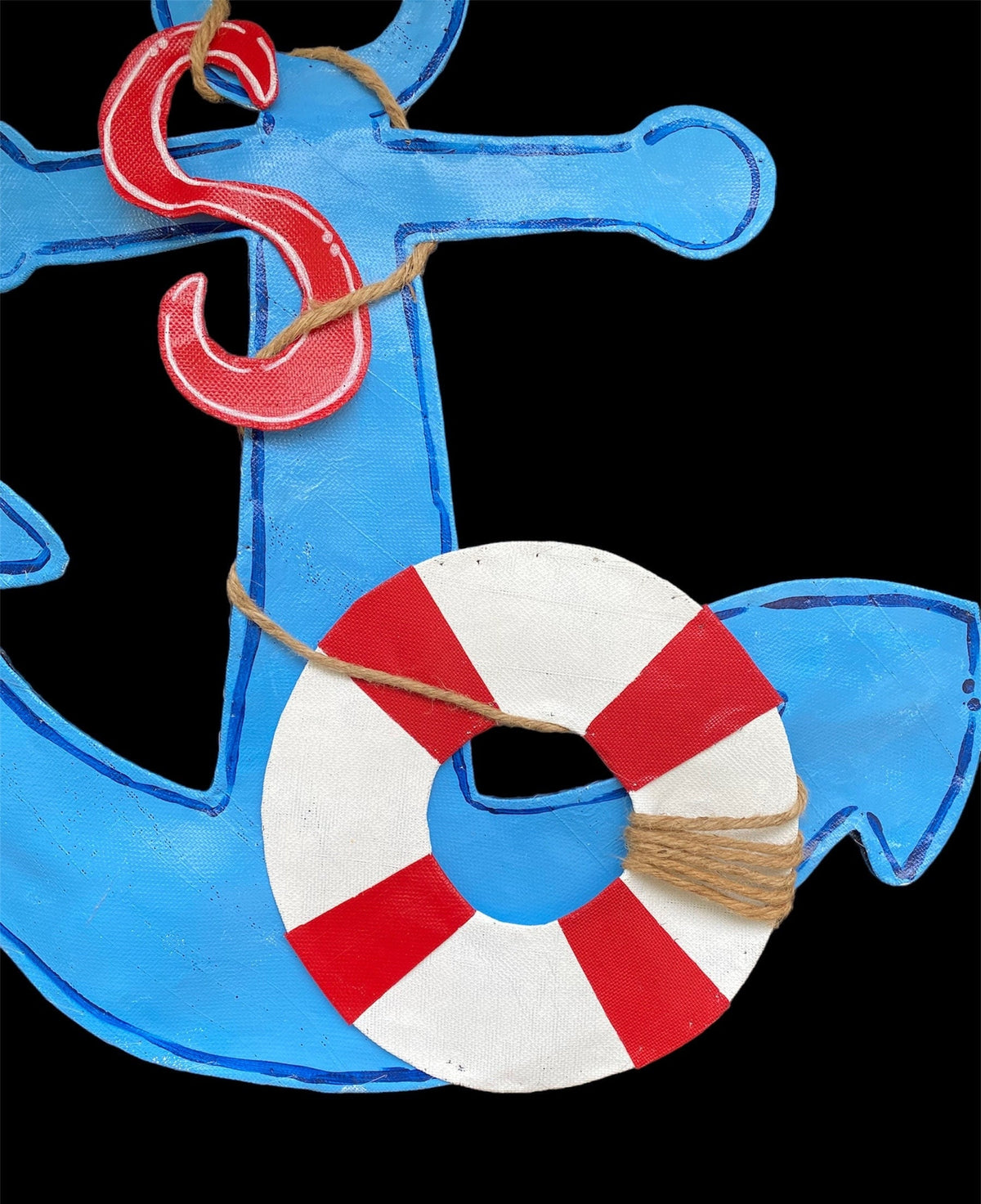 Personalized Aluminum Screen Wire Red White and Blue Anchor Beach Lake House Decor Door Hanger Wreath